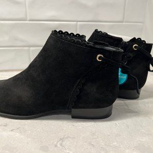 Jack Rogers Charlotte Black Suede Ankle Booties Women's Size 8 Bow Detail - NIB